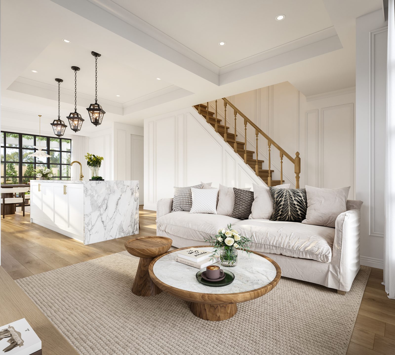 Living and staircase